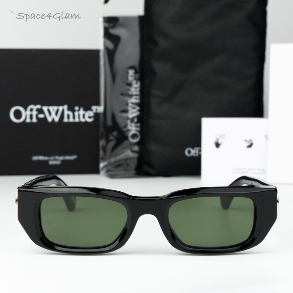 Off-White Men Sunglasses Black Green Square OERI124 FILLMORE 1055 NEW AUTHENTIC